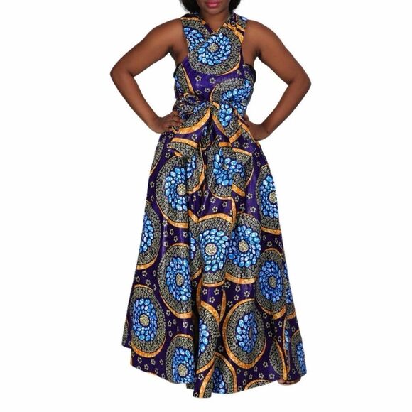 ADVANCE Yellow & Blue Wax Dye Infinity Dress - Picture 2 of 12